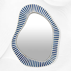 Abstract Bone Inlay Wall Mirror Blue