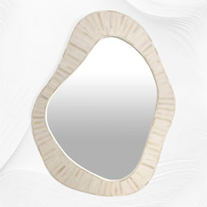 Abstract Bone Inlay Wall Mirror White