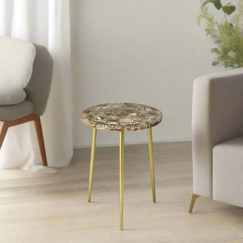 Agate Round Side Table Brown 1