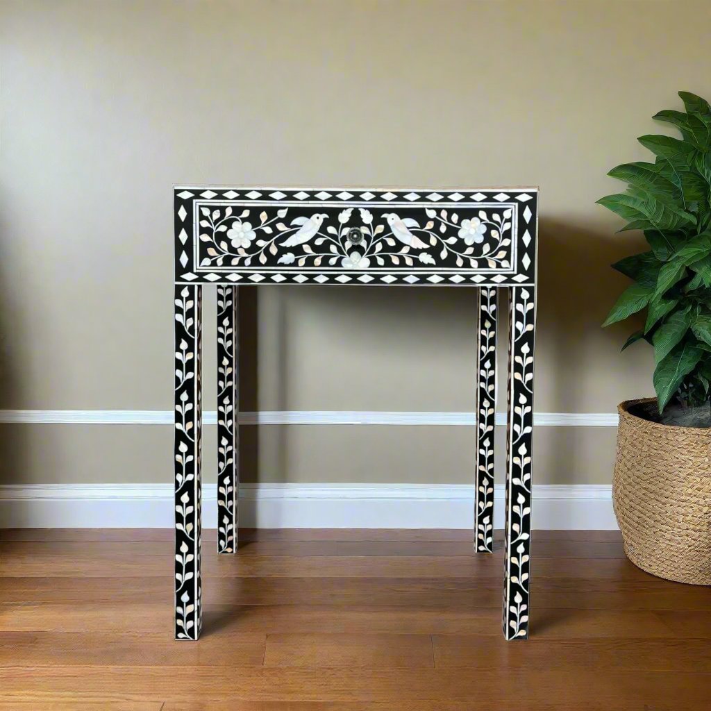 Aura Mother of Pearl Inlay Console Black