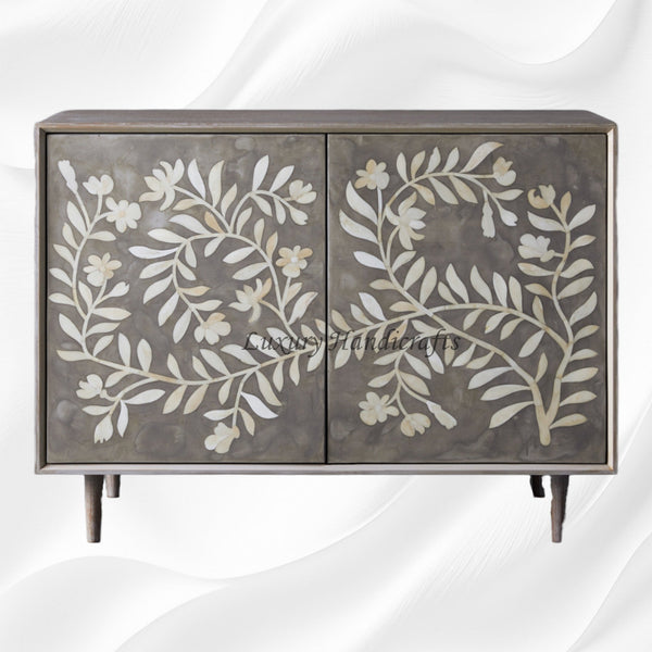 Flower Bone Inlay 2 Door Cabinet Dusk 1