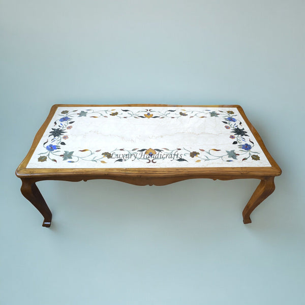 Italian Marble Dining Table Gemstone Inlay