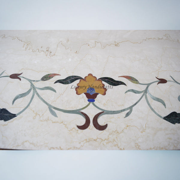 Italian Marble Dining Table Gemstone Inlay