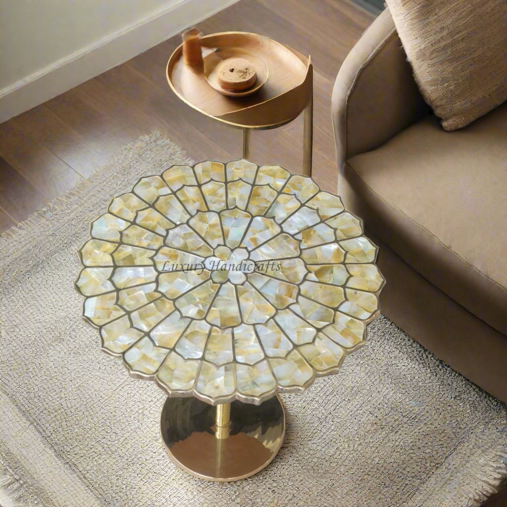 Yellow MOP Marigold Brass Accent Table 1