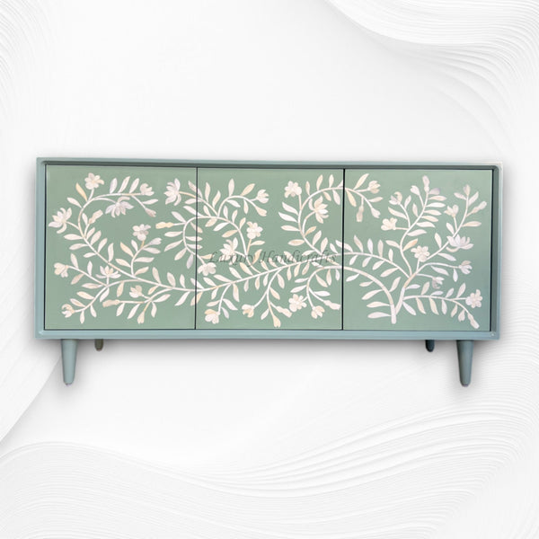 Bone Flower Media Console Sage Green 1