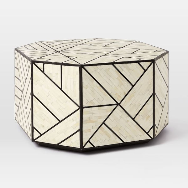 Bone Inlay Coffee Table Full Geometric